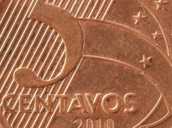 Экстремальный Крупный План Бразильской Монеты Five Centavos — стоковое фото