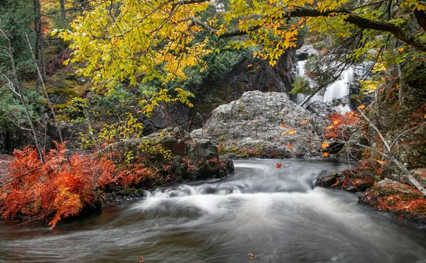 Grandes Rocas Aguas Corrientes Del Río Dead Rodeadas Follaje Otoñal — Foto de Stock