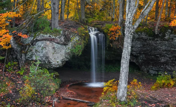 Scenic Scott Falls Autumn Time Michigan Upper Peninsula — Stock Photo, Image