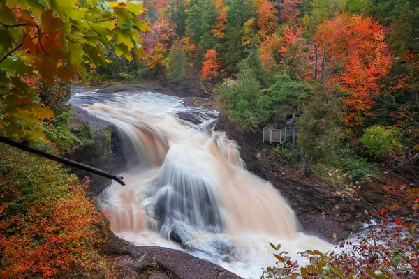 Scenic Rainbow Waterfalls Michigan Upper Peninsula — Stock Photo, Image