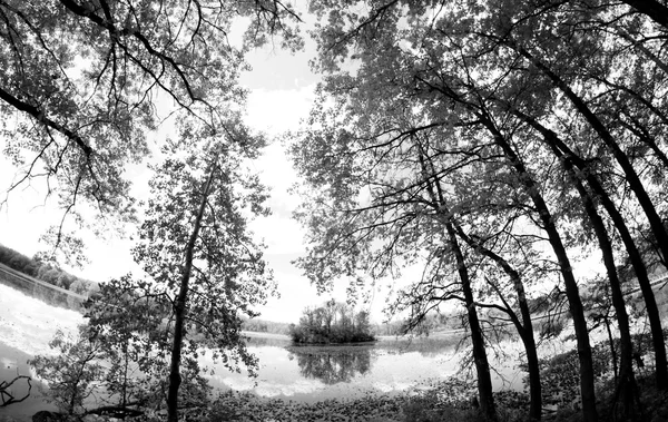 Wide angle shot of Island lake — Stock Photo, Image