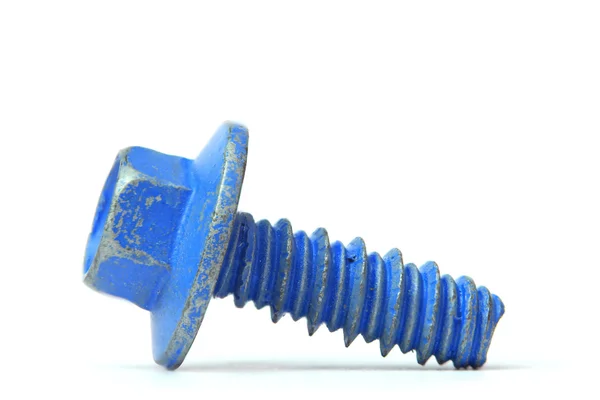 Blue color coated tiny screw — Stock Photo, Image