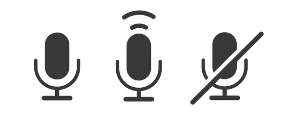 Ensemble Icône Microphone Isolé Sur Fond Blanc — Image vectorielle