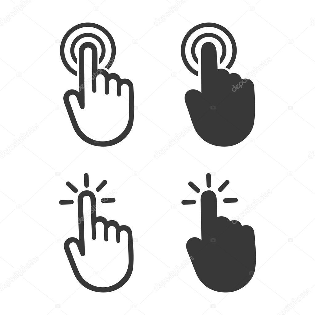 Hand cursor click symbol icon. Touch vector icons. Illustration isolated on white background.