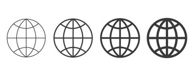 Küre amblemi hazır. Beyaz arkaplanda simge izole edildi. Vektör illüstrasyonu.