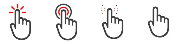 Mão Cursor Clique Ícone Símbolo Ícones Vetoriais Toque Ilustração Isolada — Vetor de Stock