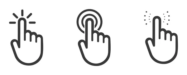 Kliknij Ikonę Symbolu Kursora Ręcznego Dotknij Ikon Wektora Ilustracja Izolowana — Wektor stockowy