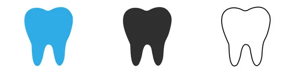 이빨 아이콘. 파란색, 검정 색, 회색, 흰색 배경에 고립 된 선. 의료 표지판이야. 치과 치료 — 스톡 벡터
