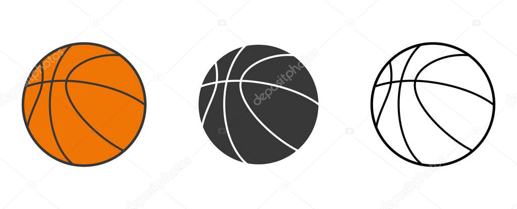 Basketball. Set. Vector illustration. Basketball icon on white background