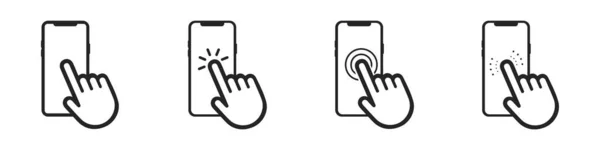 Hand-Touchscreen-Smartphone-Symbol. Klicken Sie auf das Smartphone. Vektor-Illustration isoliert auf weißem Hintergrund — Stockvektor