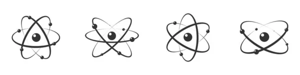 Ícone de átomo em design plano. Definir símbolo de molécula cinza ou símbolo de átomo isolado. Ilustração vetorial — Vetor de Stock