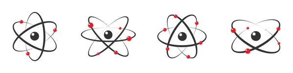 Ícone de átomo em design plano. Definir símbolo de molécula cinza ou símbolo de átomo isolado. Ilustração vetorial — Vetor de Stock