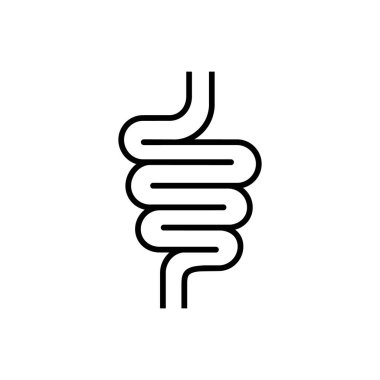 Beyaz arkaplanda izole edilmiş bağırsak yolu simgesi.