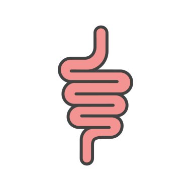 Beyaz arkaplanda izole edilmiş bağırsak yolu simgesi