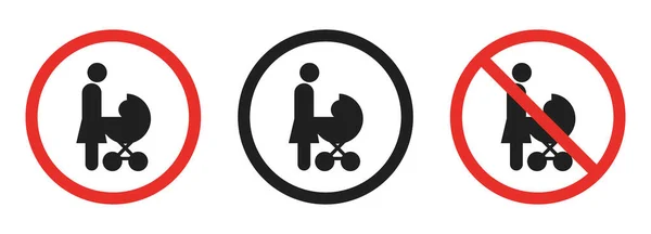 Beyaz Arka Planda Yasak Işareti Var Bebek Arabası Yok Vektör — Stok Vektör