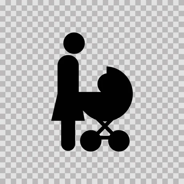 Mutter Mit Kinderwagen Ikone Einfachen Icon Stil Vektor Illustration Auf — Stockvektor