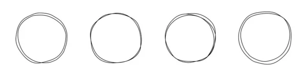Ensemble de cadres ronds dessinés à la main isolés sur fond blanc — Image vectorielle