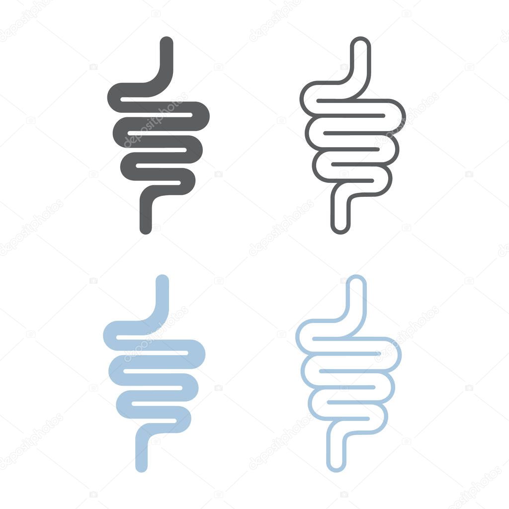 Intestinal tract set icon isolated on white background.