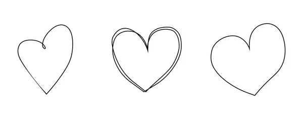 Corazones Dibujados Mano Marcador Corazón Áspero Dibujado Mano Aislado Sobre — Vector de stock