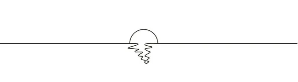 Kontinuierliche Linie Solar Ocean in einer Linie. Sonnenaufgang, Sonnenuntergang. Vektor-Illustration auf weißem Hintergrund — Stockvektor
