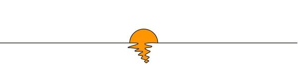 Línea continua océano solar en una línea. Salida del sol, puesta del sol. ilustración vectorial sobre fondo blanco — Archivo Imágenes Vectoriales