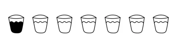 Conjunto de ícones de óculos, copos de bebida em estilo moderno plana. Ilustração vetorial sobre fundo branco. Linha — Vetor de Stock