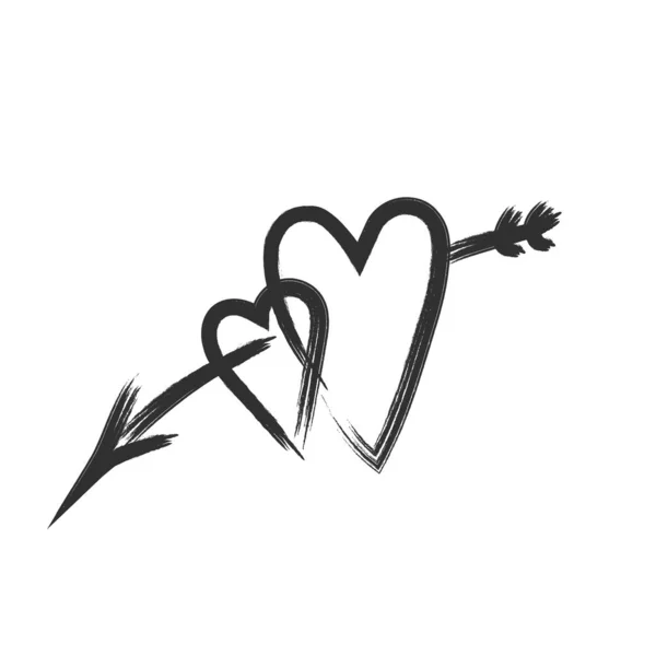 Coeur avec l'icône flèche style doodle. illustration vectorielle isolée sur fond blanc — Image vectorielle