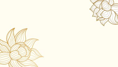 Altın nilüfer çiçeği, beyaz arka planda sanat arkaplanı. Duvar kağıdı, poster, kapak tasarımı. Vektör illüstrasyonu