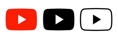 YouTube simgesi beyaz arkaplanda izole edildi. Sosyal Ağ Vektörü illüstrasyonu