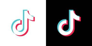 Tik Tok simgesi. Sosyal medya. Tik Tok logo tasarımı. Vektör illüstrasyonu beyaz ve siyah arkaplanda izole edildi