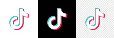Tik Tok simgesi. Sosyal medya. Tik Tok logo tasarımı. Vektör illüstrasyonu beyaz ve siyah arkaplanda izole edildi