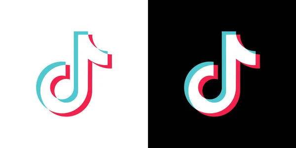 Tik Tok simgesi. Sosyal medya. Tik Tok logo tasarımı. Vektör illüstrasyonu beyaz ve siyah arkaplanda izole edildi