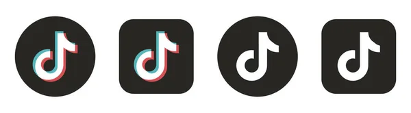 Siyah Tik Tok simgeleri seti. Düğme. Sosyal ağlar. Tik Tok logo tasarımı. Vektör illüstrasyonu beyaz arkaplanda izole edildi
