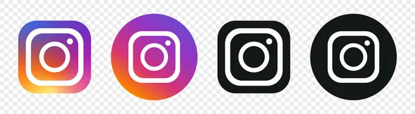 Instagram. Kamera simgeleri ayarlandı. Beyaz arkaplanda izole edilmiş vektör illüstrasyonu.