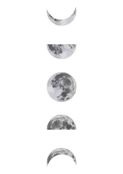 Icono fases lunares Espacio nocturno, astronomía y naturaleza, fases lunares, esfera de sombras. Ciclo completo de luna nueva a luna llena. Icono de Gibbus —  Fotos de Stock