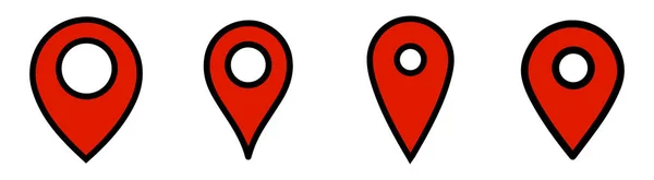 Location red icons set. Modern map markers. Vector illustration isolated on white background. — Stock Vector