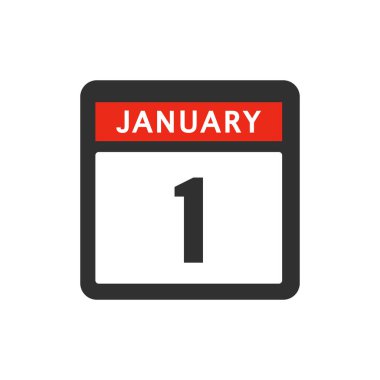 Takvim. 1 Ocak. Düz dizayn. Vektör illüstrasyonu