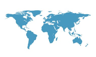 Beyaz arkaplanda mavi dünya haritası