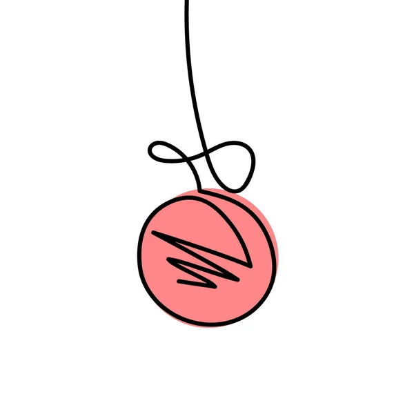 Desenho Linha Contínua Decoração Bola Natal Fundo Branco —  Vetores de Stock