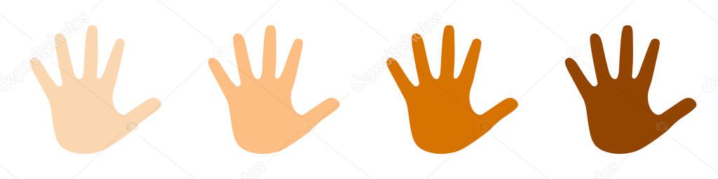 hands of skin color of another race isolated on white background. Diversity concept. Vector illustration