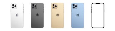 Vinnytsia, Ukrayna - 22 Eylül 2021 gerçekçi model iPhone 13 profesyonel, beyaz ekranlı akıllı telefon modeli
