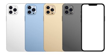 Vinnytsia, Ukrayna - 22 Eylül 2021 Gerçekçi model iPhone 13 profesyonel, beyaz ekranlı akıllı telefon modeli