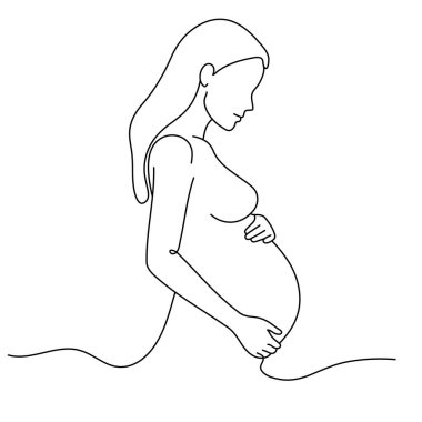 Aralıksız çizgi Hamile Kadınlar Uluslararası Anneler Günü Basit el çizimi. Düzenlenebilir çizgi