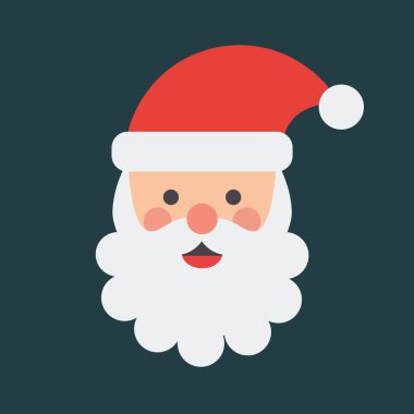 Şirin Noel Baba kafası, düz dizayn. Vektör illüstrasyonu.