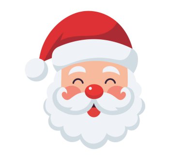Şirin Noel Baba kafası, düz dizayn. Vektör illüstrasyonu.