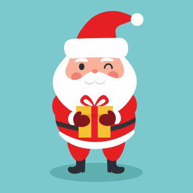 Şirin Noel Baba kafası, düz dizayn. Vektör illüstrasyonu.