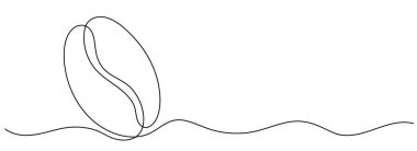 Kahve çekirdeği ikonu. Kahve taneleri sürekli çiziliyor. Vektör illüstrasyonu beyaza izole edildi. Düzenlenebilir satır