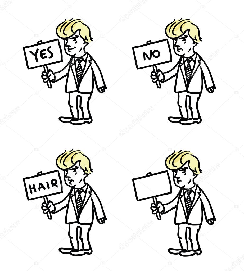 Donald Trump che tiene insieme segno di caricature — Vettoriali Donald Trump che tiene insieme segno di caricature — Vettoriale Stock