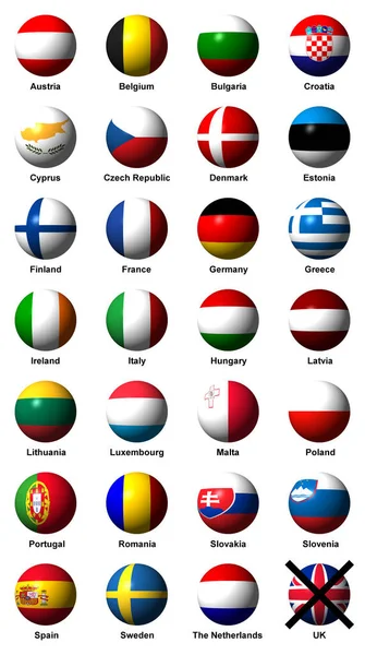 Collage Flags Countries Labels Flag Cancelled Brexit — Stock Photo, Image