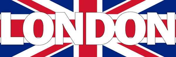 Vit Londontext Skriven Över Brittisk Flagg — Stockfoto